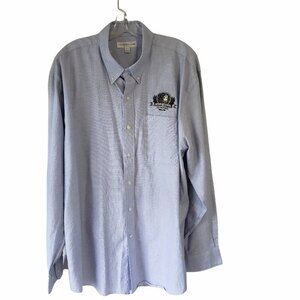 Cutter & Buck Blue Long Sleeve ButtonUp Shirt with Eagle Mills logo XLT Tall